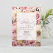 Elegante Rosa Gold Floral Wedding Einladung (Stehend Vorderseite)