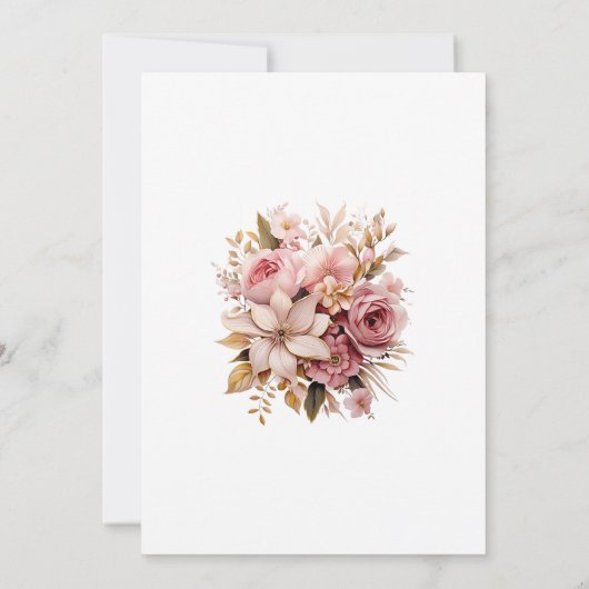 Elegante Rosa Gold Floral Wedding Einladung (Rückseite)