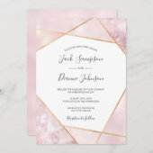 Elegante Rosa & Gold Geometic Wedding Einladung (Vorne/Hinten)