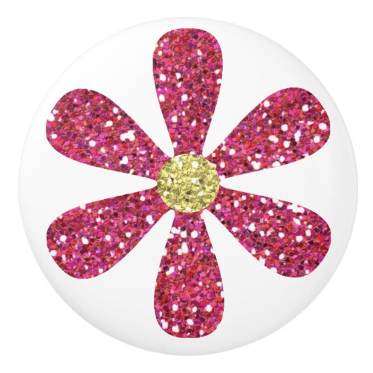 Elegante Rosa Gold Glitzer Blume Keramikknauf (Vorderseite)