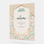 Elegante Rosa & Gold Islamische Hochzeit Willkomme Acrylschild (Winkel)
