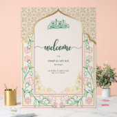 Elegante Rosa & Gold Islamische Hochzeit Willkomme Acrylschild (Hochzeit)