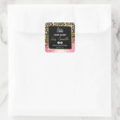 Elegante Rosa Gold Leopard Skin Soy Candle Labels Quadratischer Aufkleber (Tasche)