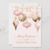 Elegante Rosa Gold Ornamente Frohe Weihnachten Karte (Vorderseite)