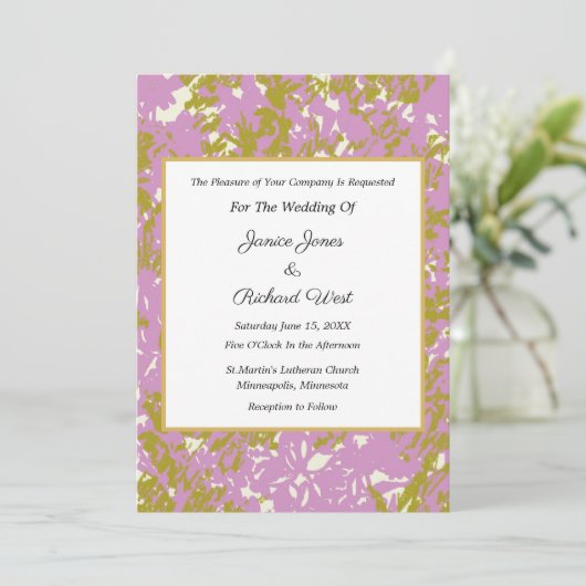 Elegante Rosa Gold Rahmen Hochzeitsempfang Einladung (Stehend Vorderseite)