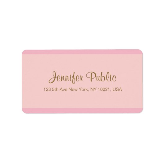 Elegante rosa Gold Script Trendy Template Adresse Adressaufkleber (Vorne)