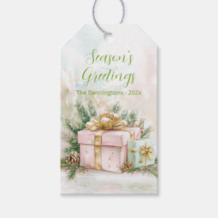 Elegante Rosa Gold Vintage Weihnachten Geschenkanhänger