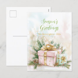 Elegante Rosa Gold Vintage Weihnachten Postkarte