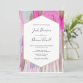 Elegante Rosa & Gold Watercolor Einladung zur Hoch (Stehend Vorderseite)