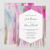 Elegante Rosa & Gold Watercolor Einladung zur Hoch (Vorne/Hinten)