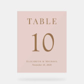 Elegante Rosa Gold Wedding Tischnummer Acrylschild (Vorderseite)