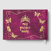 Elegante rosa Goldbarmherzigkeit Mis Quince Quince Gästebuch (Rückseite)