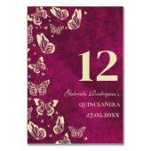 Elegante rosa Goldbarren Quinceñera Sitzplätze Tischnummer (Vorderseite)