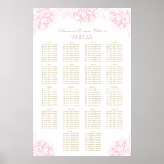 Elegante Rosa-Golden-Blütenpiel Hochzeit Poster (Vorne)