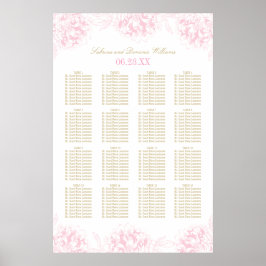 Elegante Rosa-Golden-Blütenpiel Hochzeit Poster