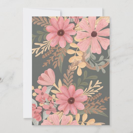 Elegante Rosa Golden Sage Blume Blätter Abschluss Einladung (Rückseite)