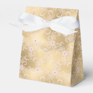 Elegante rosa goldene Blumen-Spitze-Braut-Dusche Geschenkschachtel
