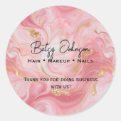 Elegante rosa goldene Marmorplatte Danke Sticker (Vorderseite)