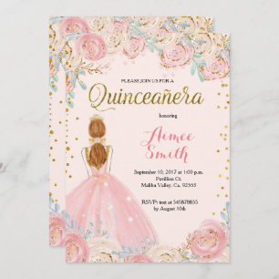 Elegante rosa GoldQuinceanera Einladung