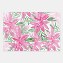 Elegante Rosa Göttliche Blume Wasserfarbe Geschenkpapier Set