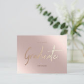 Elegante rosa Graduate Einladung Postkarten (Stehend Vorderseite)
