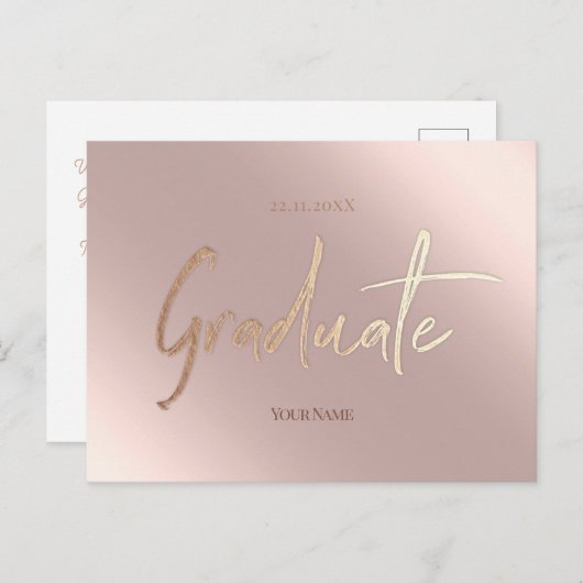 Elegante rosa Graduate Einladung Postkarten (Vorne/Hinten)