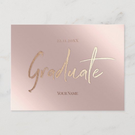 Elegante rosa Graduate Einladung Postkarten (Vorderseite)