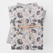 Elegante rosa graue Blume Geschenkpapier Set (Beispiel)