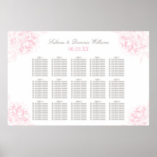 Elegante rosa graue Blumen-Pfingstrosen-Hochzeitss Poster