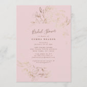 Elegante rosa Graue Blush Gold Botanische Dusche (Vorderseite)