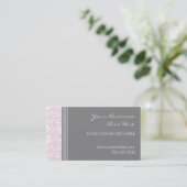 Elegante rosa graue Damast-Visitenkarten Visitenkarte (Stehend Vorderseite)