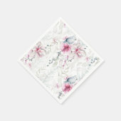 Elegante Rosa Graue, florale Weiße Taube Hochzeit Serviette (Ecke)