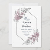 Elegante rosa graue geometrische Hochzeit Save The Date (Vorderseite)