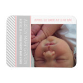 Elegante, rosa, graugestreifte Geburt eines kleine Magnet (Horizontal)