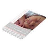 Elegante, rosa, graugestreifte Geburt eines kleine Magnet (Linke Seite)