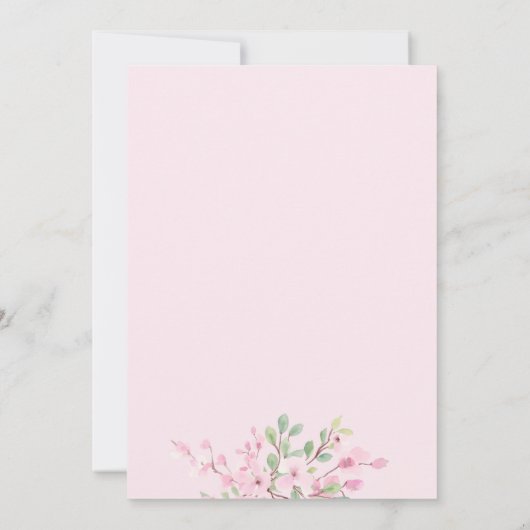 Elegante rosa grüne, blumenfarbene Dusche Einladung (Rückseite)