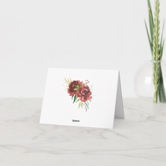 Elegante Rosa Grüne Flora Wasserfarben Dankeskarte (Rückseite)