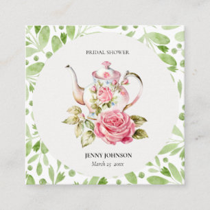 Elegante rosa grüne floral Blumen Brautparty Begleitkarte
