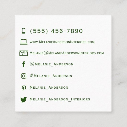 Elegante rosa, grüne Pastellfarbe Quadratische Visitenkarte (Rückseite)