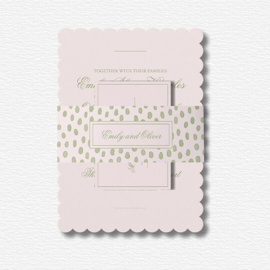 Elegante rosa grüne Punkte Hochzeit Einladungsbanderole