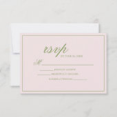 Elegante rosa grüne Punkte Hochzeit RSVP Karte (Vorderseite)