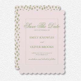 Elegante rosa grüne Punkte Hochzeit Save The Date