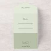 Elegante rosa grüne Rose All In One Einladung (Außenbereich)