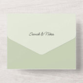 Elegante rosa grüne Rose All In One Einladung (Rückseite)