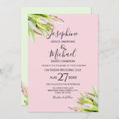 Elegante Rosa Grüne Tulip Sommerhochzeit Einladung (Vorne/Hinten)