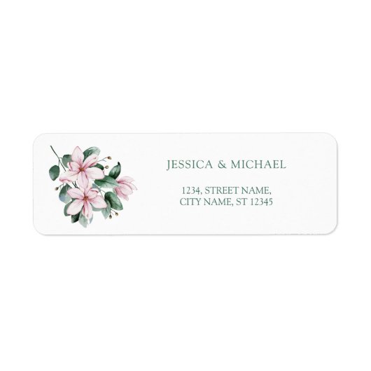 Elegante Rosa Grüne Wasserfarbe Magnolia (Vorne)