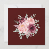 Elegante Rosa-Grünkronenkreis-Hochzeit Einladung (Rückseite)