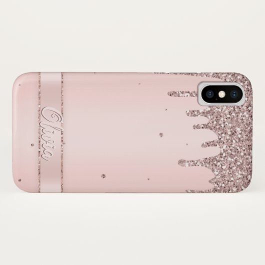 Elegante, rosa, gürtelförmige Glitzer Case-Mate iPhone Hülle (Rückseite (Horizontal))