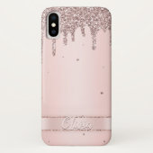 Elegante, rosa, gürtelförmige Glitzer Case-Mate iPhone Hülle (Rückseite)
