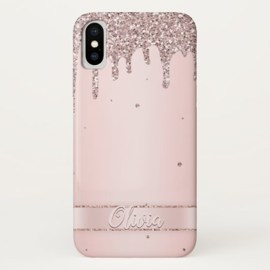 Elegante, rosa, gürtelförmige Glitzer Case-Mate iPhone Hülle (Rückseite)